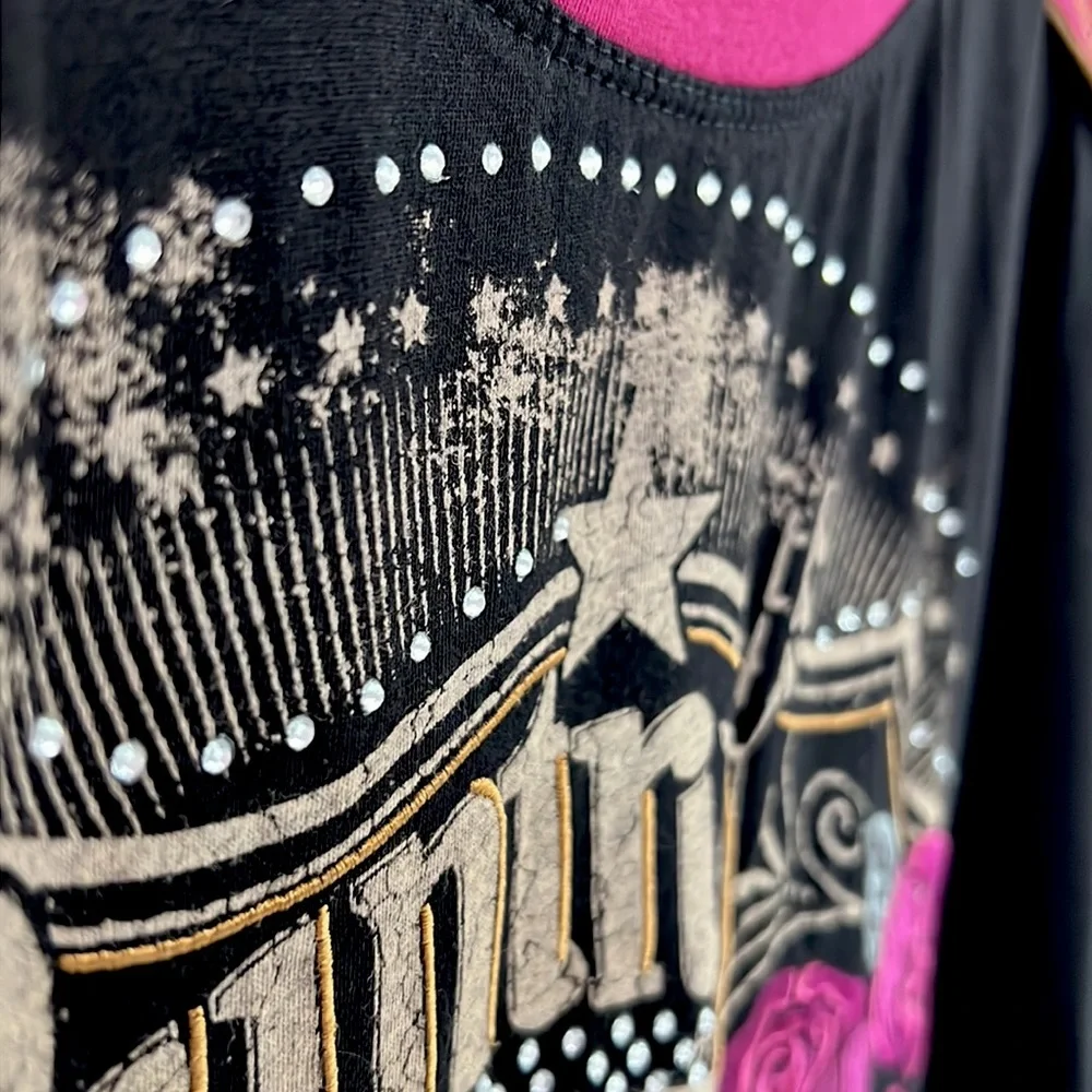 Country Sweetheart Black Short Sleeve Tee with Pink Accents - Picture 5 of 8